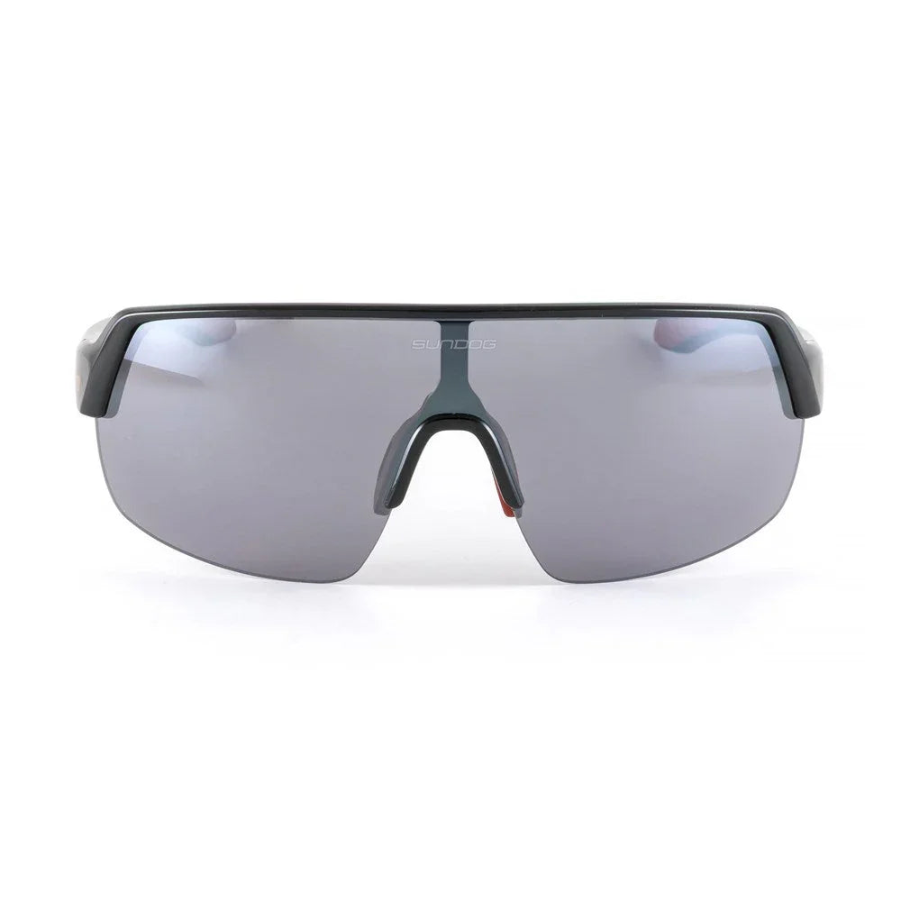 Sundog Torch sport sunglasses with grey wraparound lens on white background