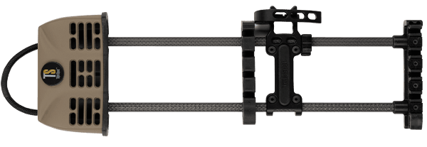 TightSpot Archery Rise 5-arrow quiver in tan and black, side view on white background