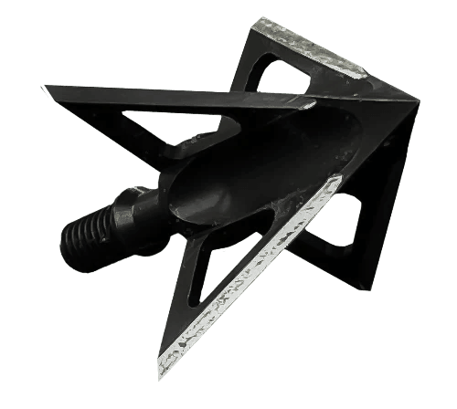 Tooth of the Arrow V-Series 4-blade fixed broadhead, black with silver edges, archery gear