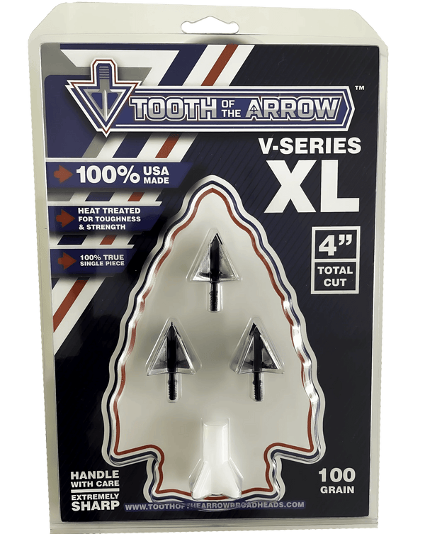 Tooth Of The Arrow Archery V-Series 1-3/16" XL Fixed Broadhead - 3 Pack - Leapfrog Outdoor Sports and Apparel