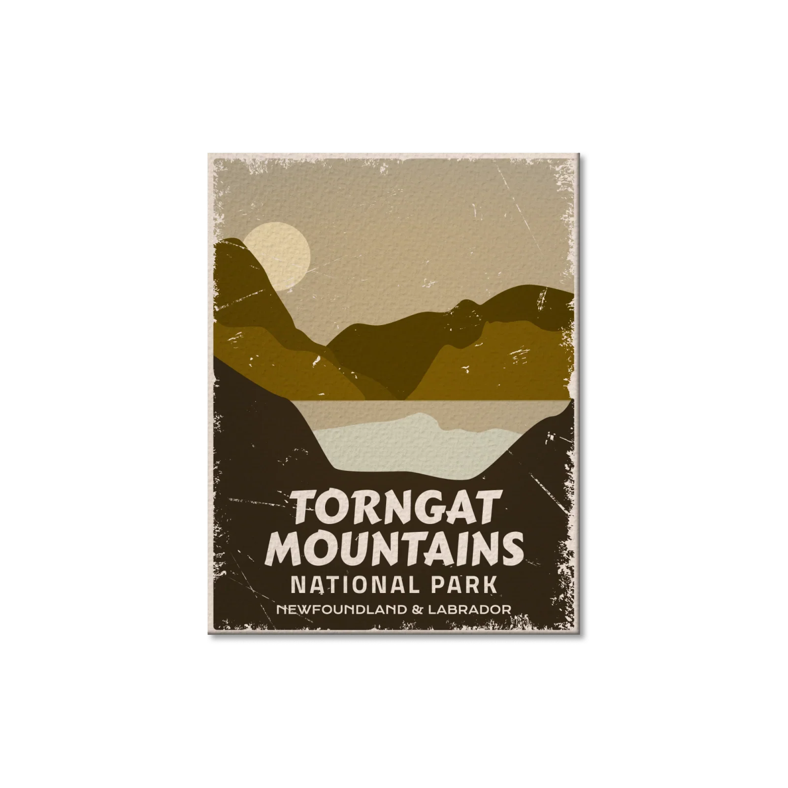 Torngat Mountains National Park Newfoundland & Labrador vintage postcard with stylized mountains