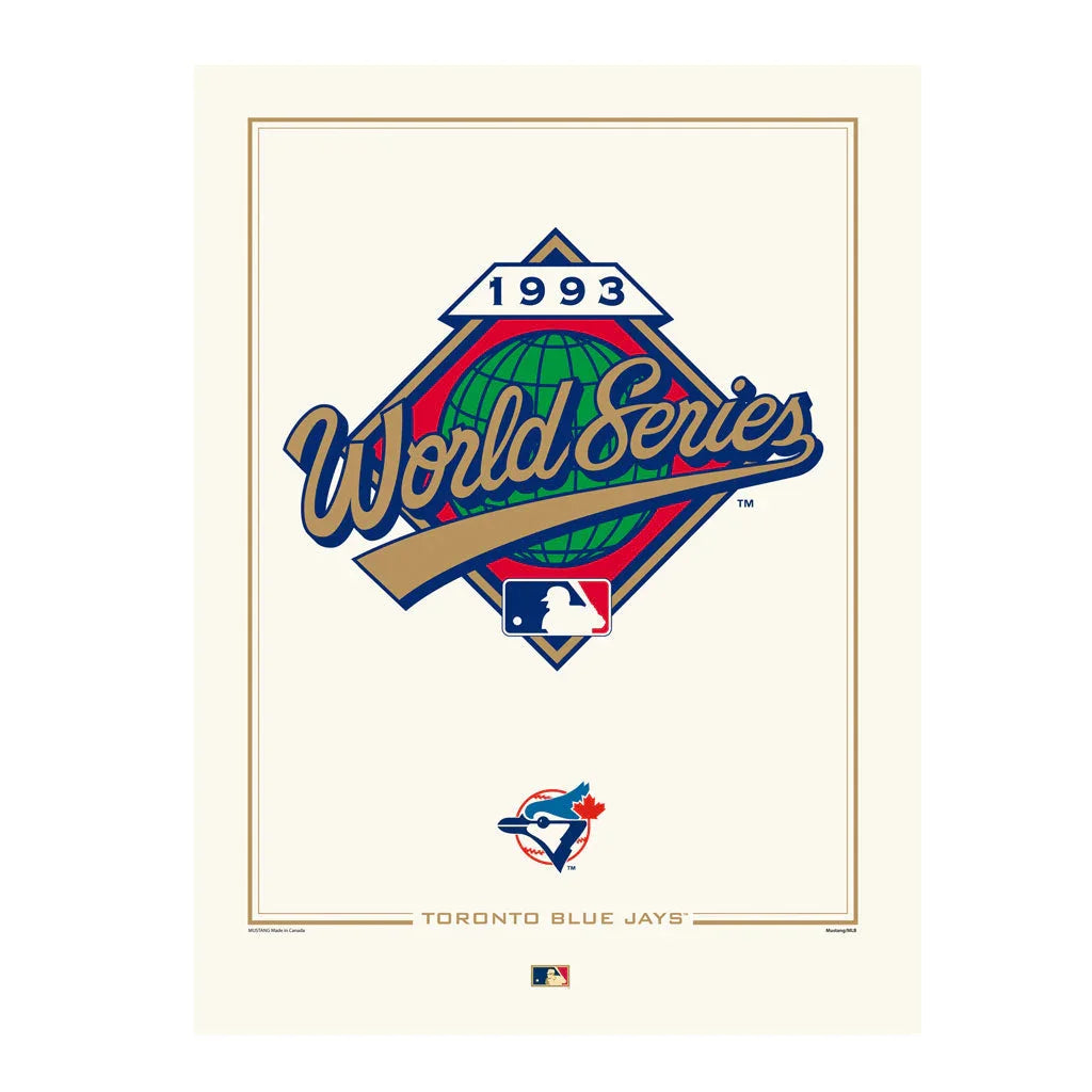 1993 World Series poster with MLB and Toronto Blue Jays logos on cream background