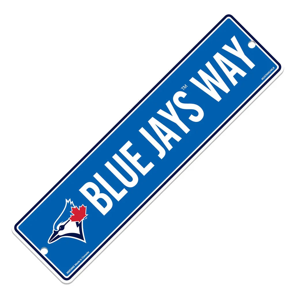 Blue Jays Way street sign with Toronto Blue Jays logo on a blue background