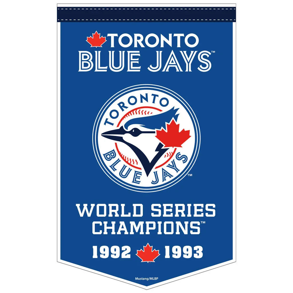 Toronto Blue Jays World Series Champions 1992 1993 blue felt banner with team logo