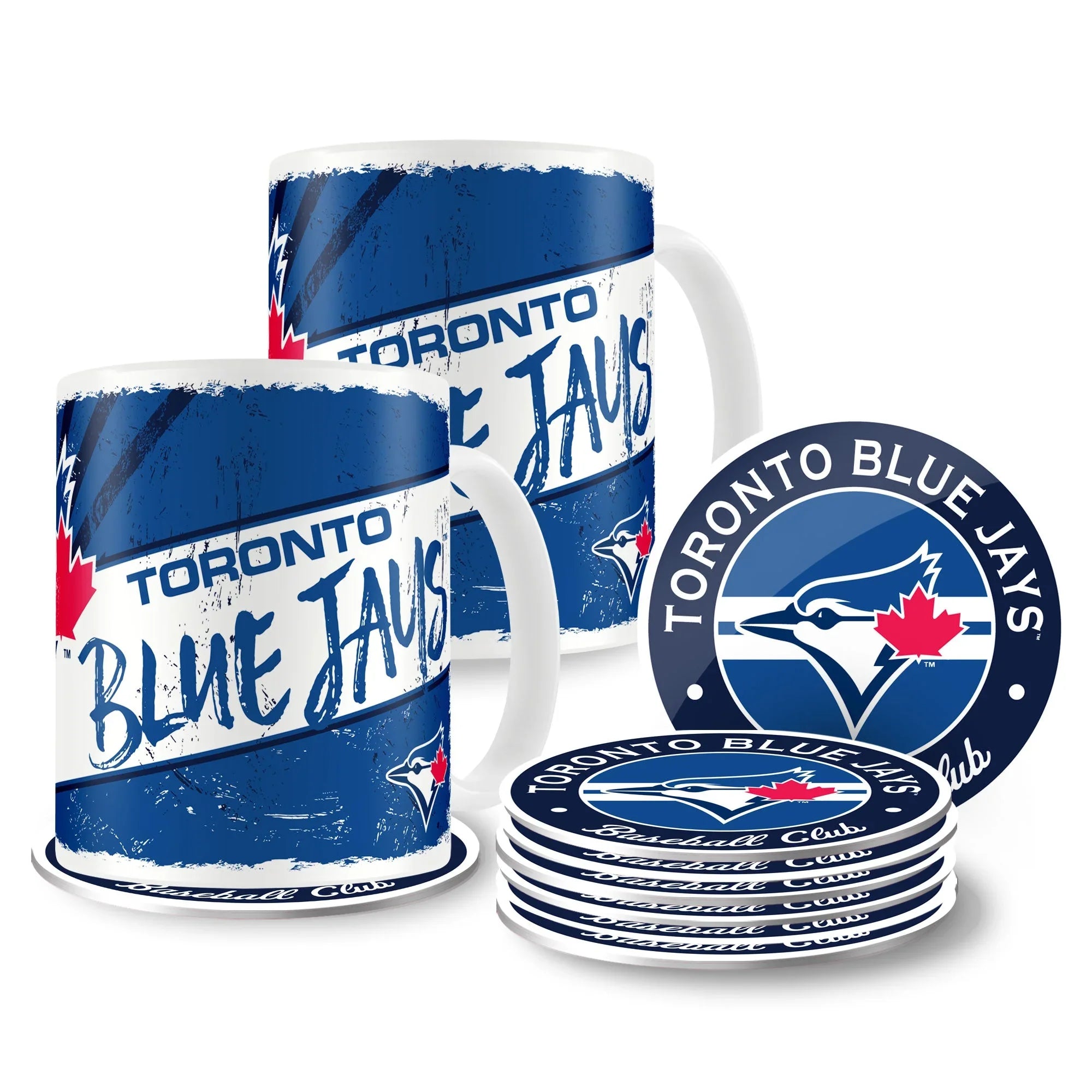 Toronto Blue Jays mugs and coasters set with team logo and blue design