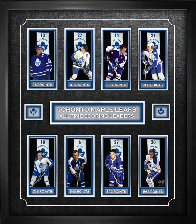 Toronto Maple Leafs all-time scoring leaders framed photo collage with player images and point totals