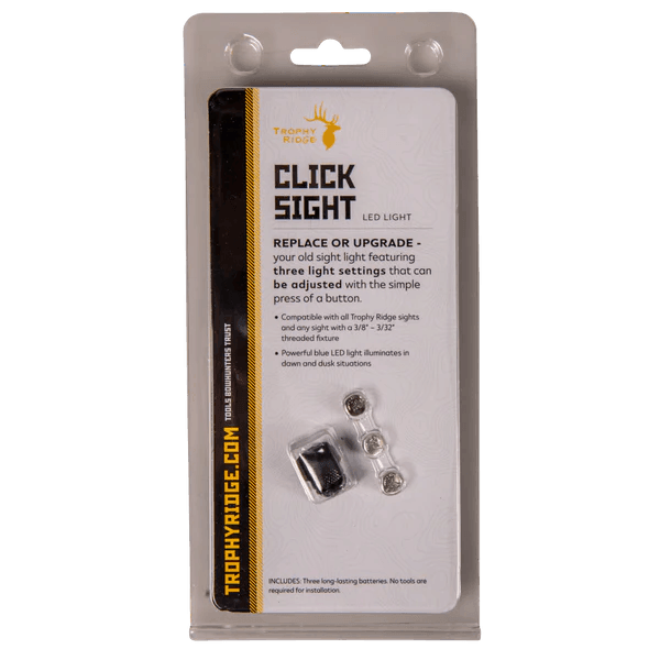 Trophy Ridge Click Sight LED light for archery in retail packaging with batteries