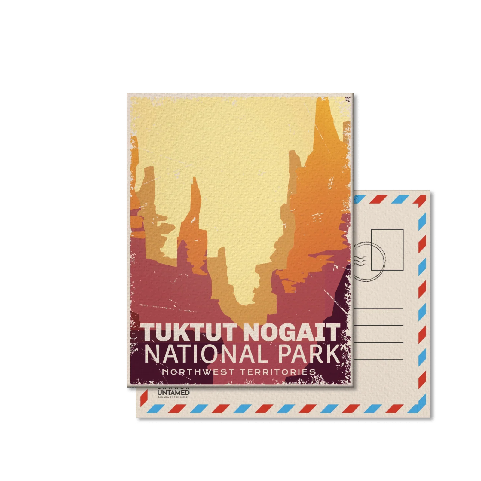 Tuktut Nogait National Park postcard with stylized canyon illustration, Northwest Territories