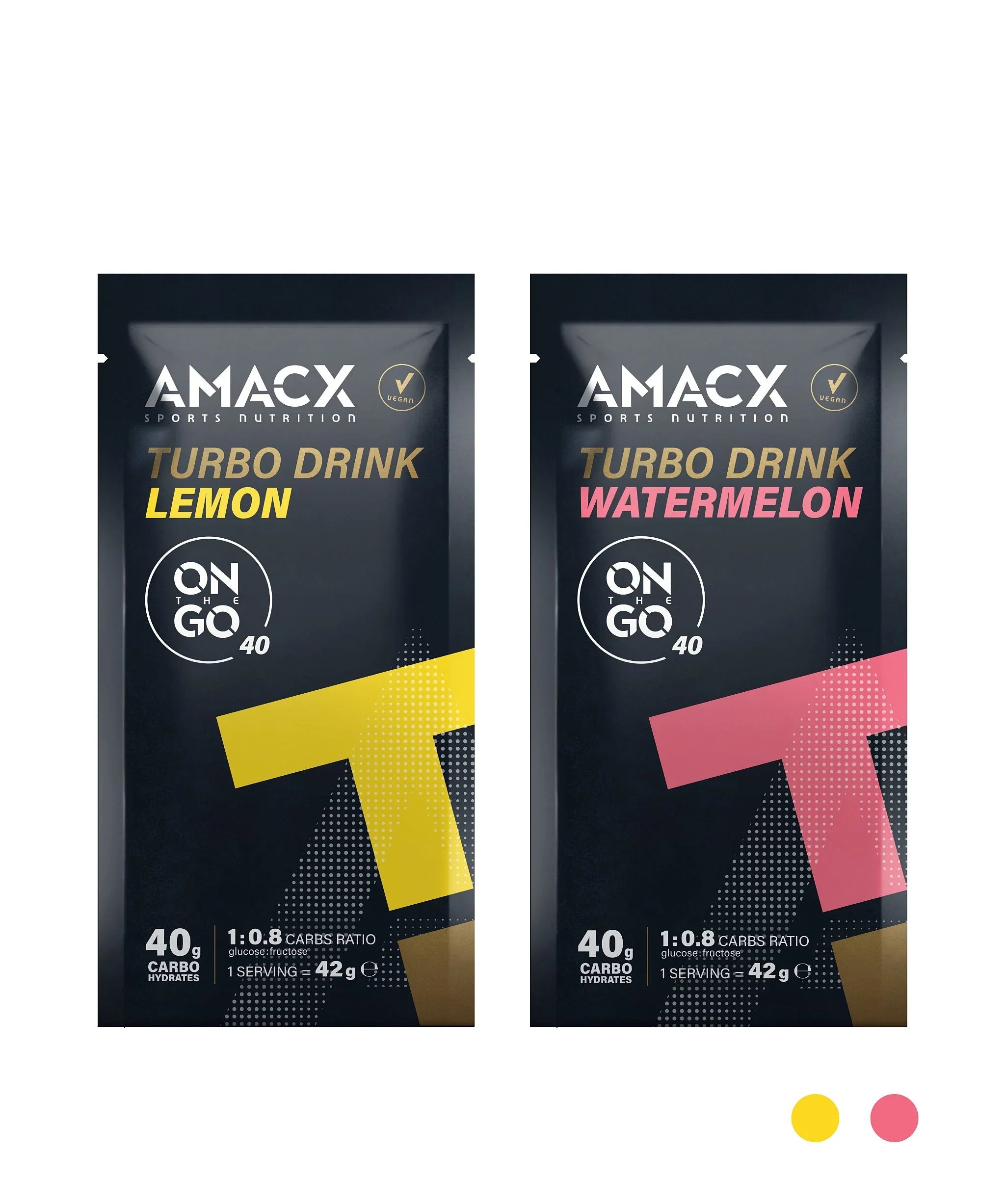 AMACX Turbo Drink Lemon and Watermelon sachets, sports nutrition, ON THE GO, 40g carbs
