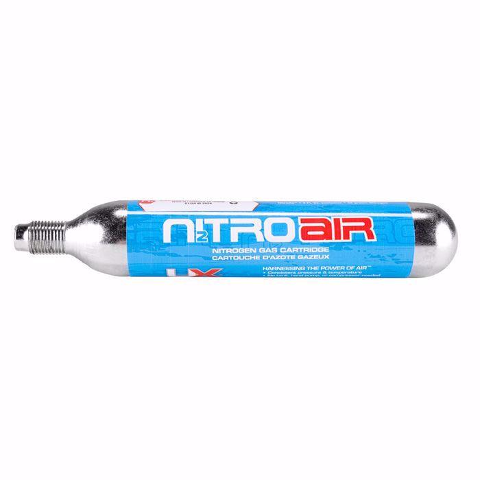 Umarex NitroAir prefilled nitrogen gas cartridge with blue and red label on white background