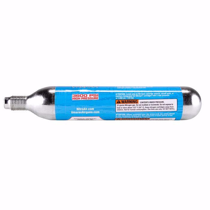 Umarex NitroAir prefilled nitrogen cartridge with blue label and 3600 PSI high pressure text
