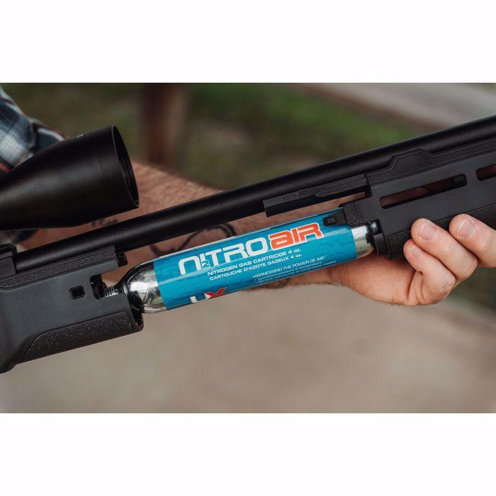 Umarex NitroAir prefilled nitrogen cartridge being loaded into an air rifle