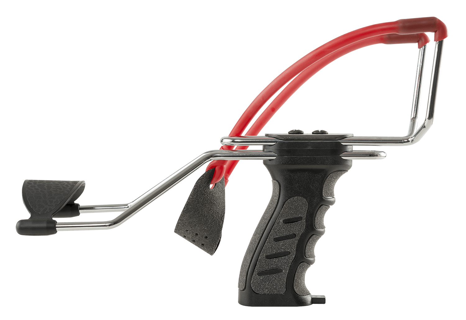Black and red X-Shot slingshot with ergonomic grip and stainless steel frame