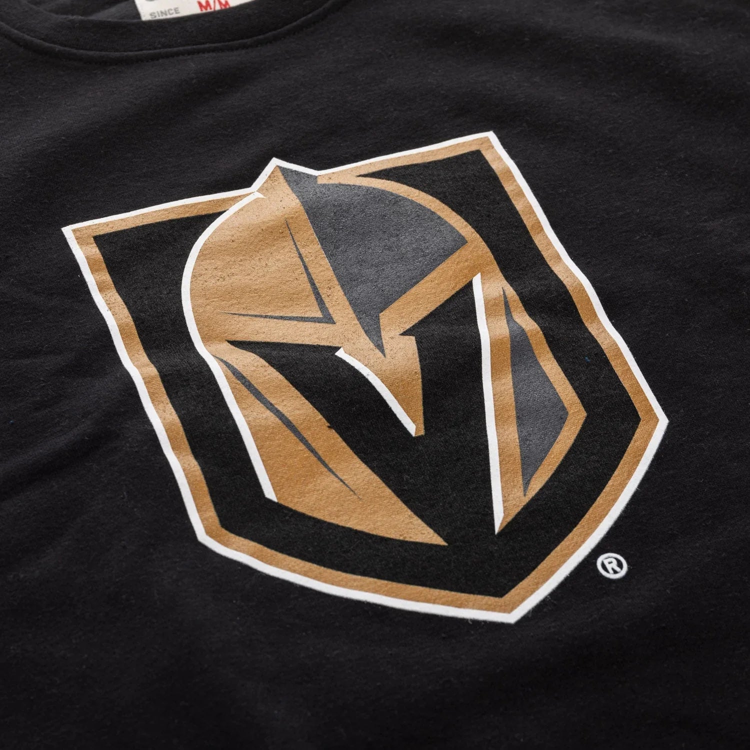 Vegas Golden Knights gold and black logo on black crewneck sweatshirt