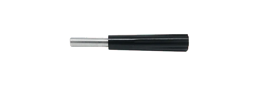 Black and silver metal barbell sleeve on white background, gym equipment accessory