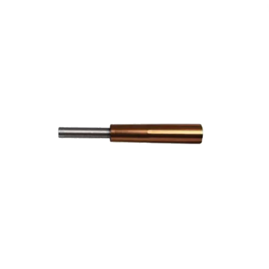 Metal punch tool with copper-colored handle on white background