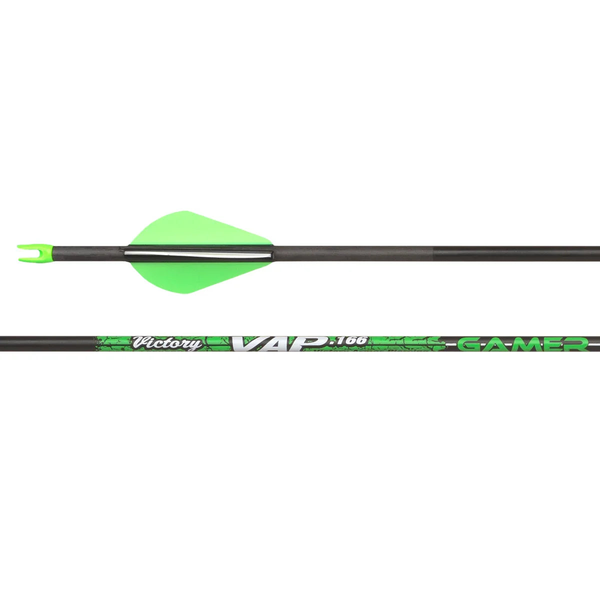 Victory VAP Gamer .166 green fletched carbon arrow with lime green vanes