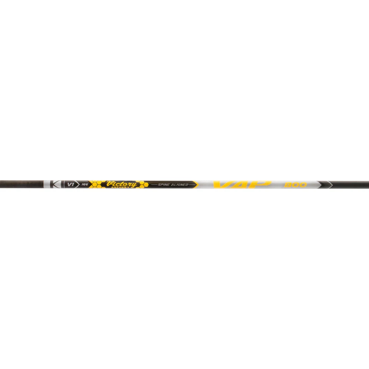Victory Archery VAP Target Elite arrow shaft with yellow and white graphics