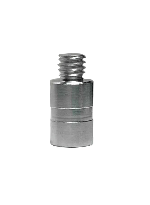 Stainless steel male thread adapter on white background, metal connector fitting