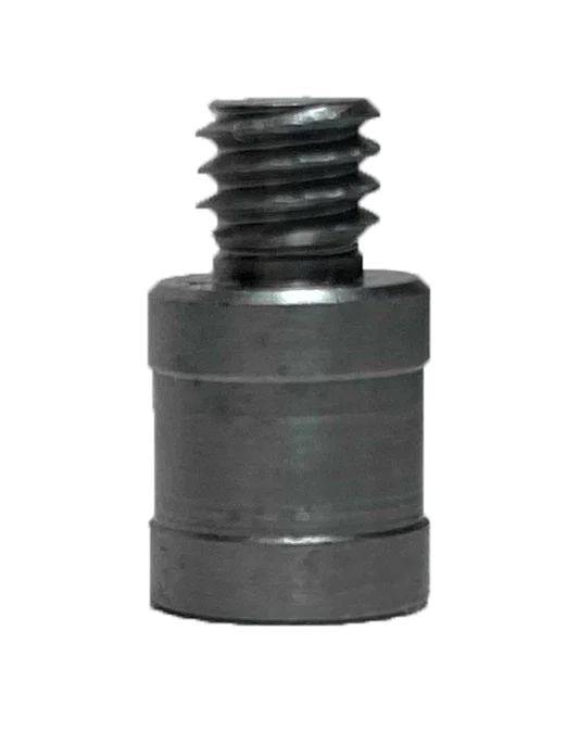 Metal threaded adapter fitting for industrial or mechanical use on white background