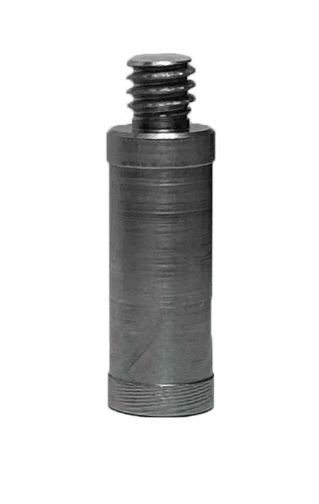 Stainless steel threaded adapter for paintball marker, isolated on white background