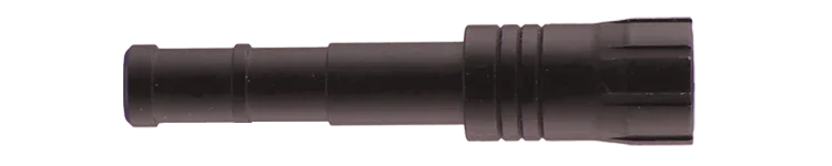 Black metal extension tube for vacuum cleaner with grooved tip