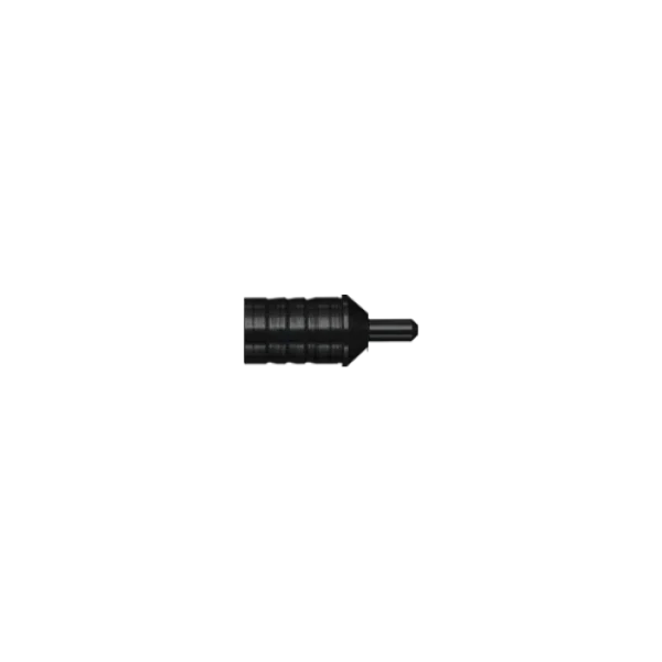 Black tattoo machine grip with knurled texture, isolated on white background