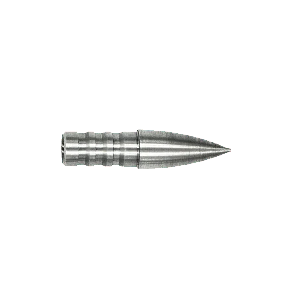 Silver metal rifle bullet isolated on white background, ammunition product photo