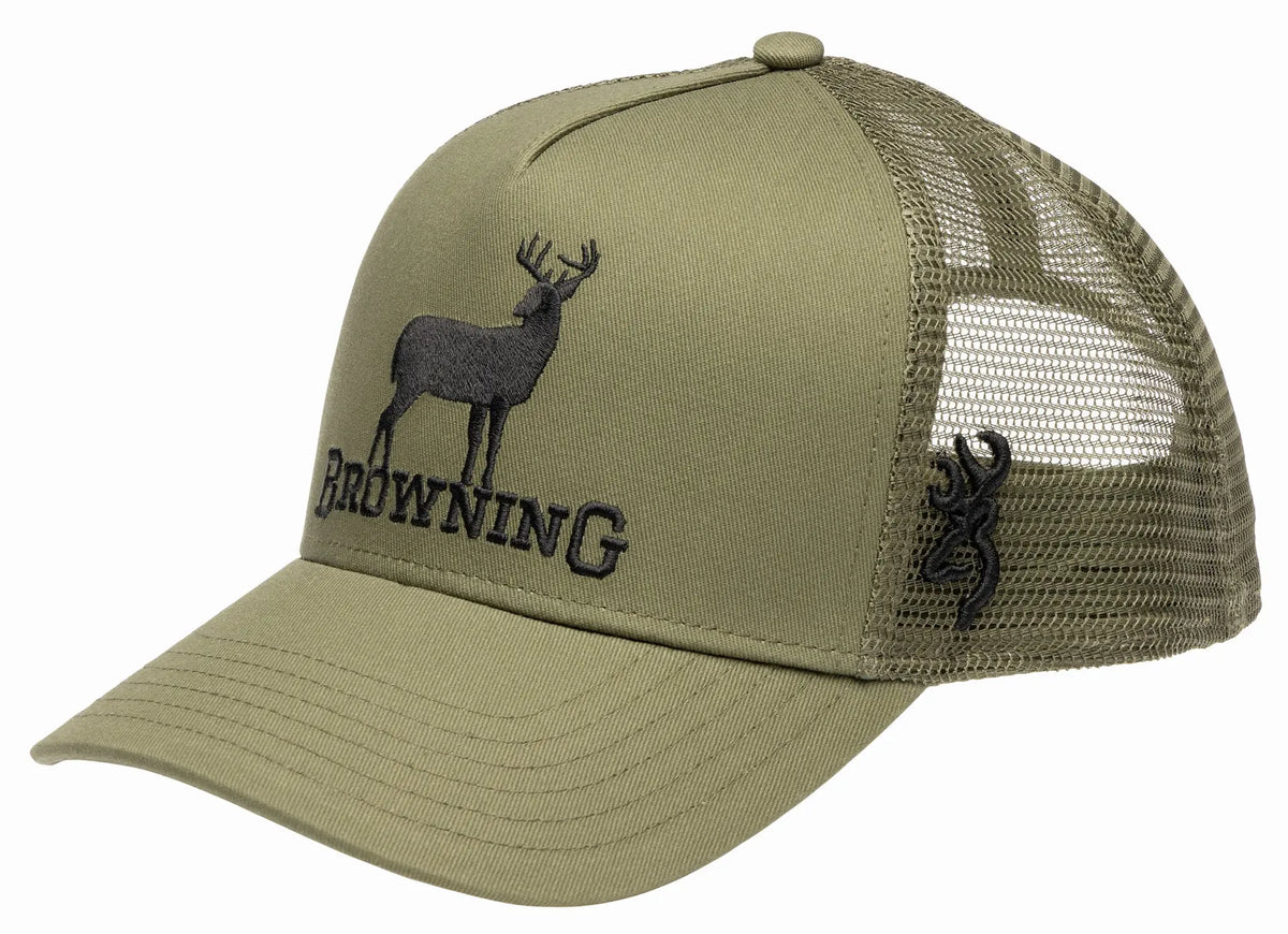 Browning View Cap with whitetail buck patch, breathable mesh back and adjustable snapback closure