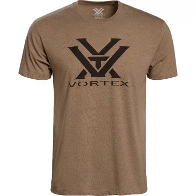 Brown Vortex logo t-shirt, short sleeve, crew neck, front facing