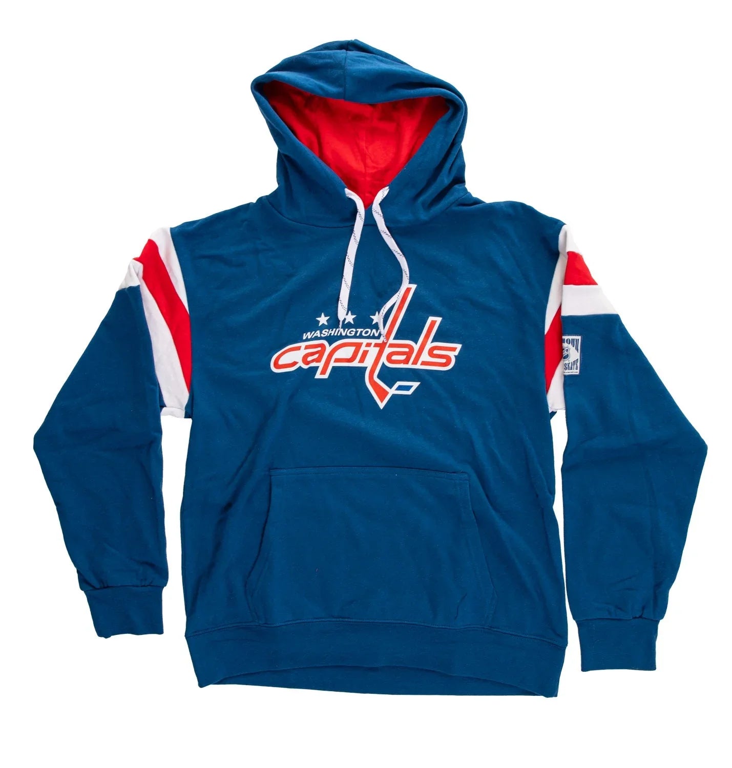Blue Washington Capitals varsity hoodie with red and white accents and front logo
