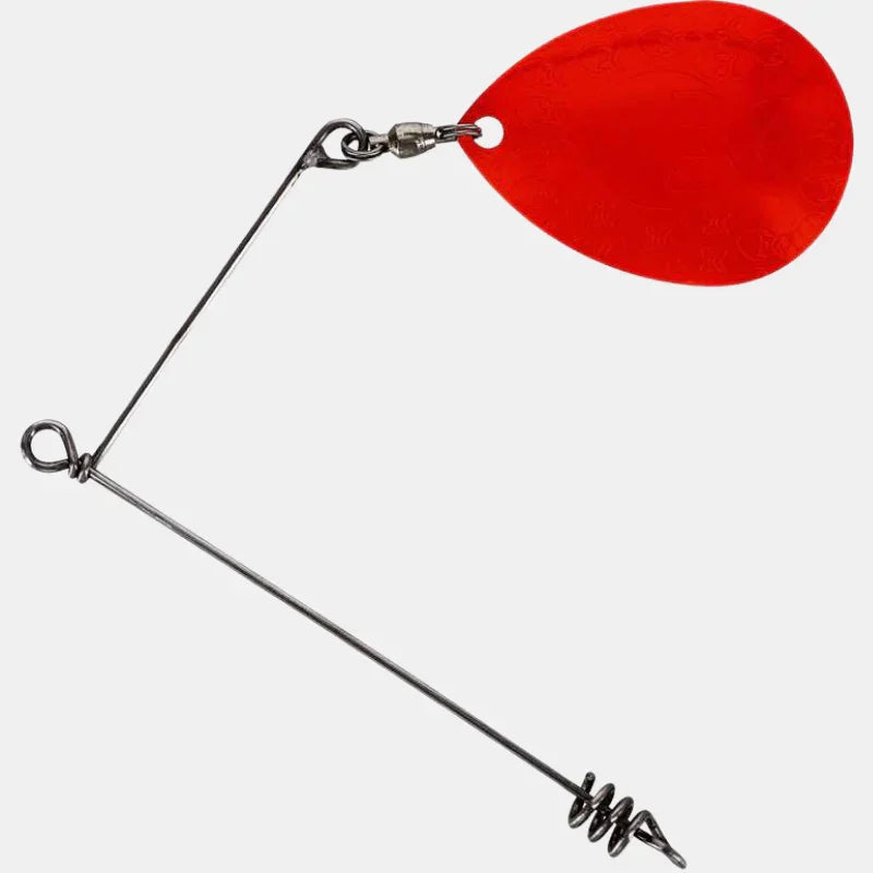 Westin Add-It Spinnerbait Colorado fishing lure with fluro orange blade on white background