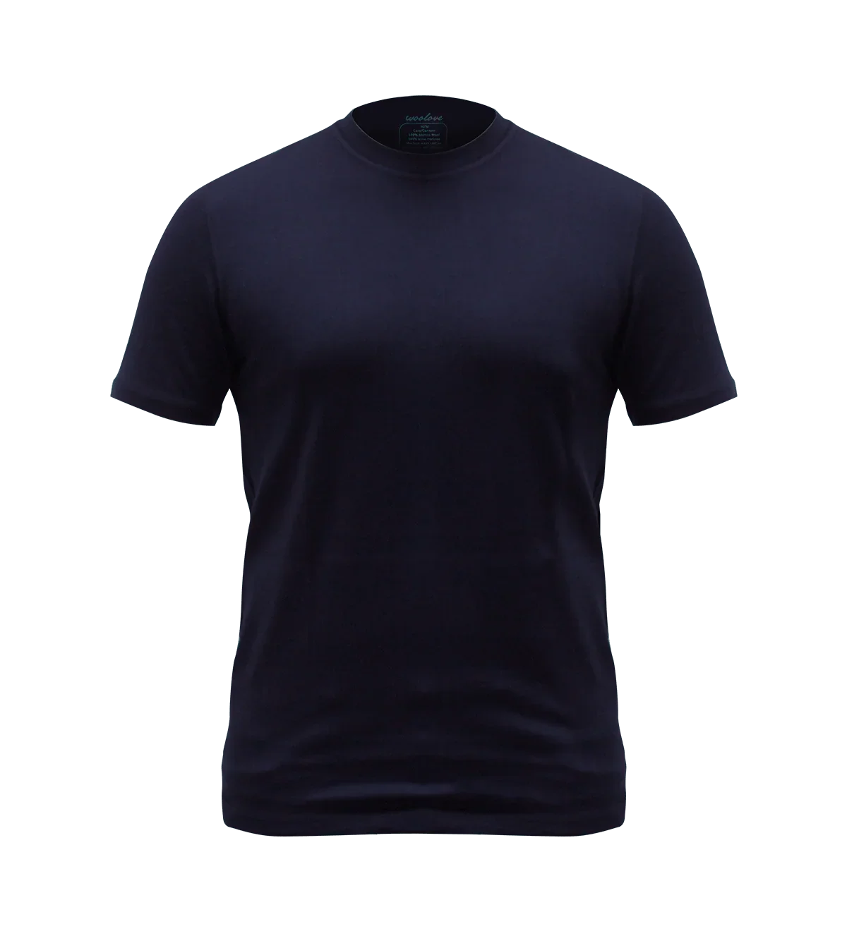 Men's black short sleeve Merino wool t-shirt on plain background