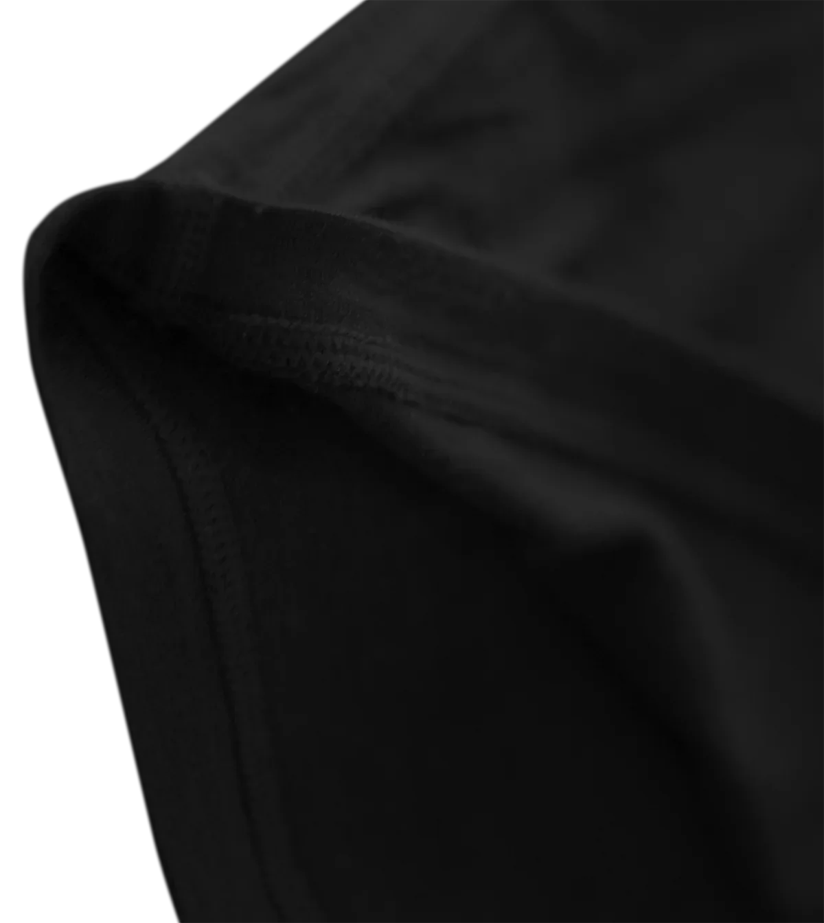 Close-up of black Woolove women's tee seam stitching detail