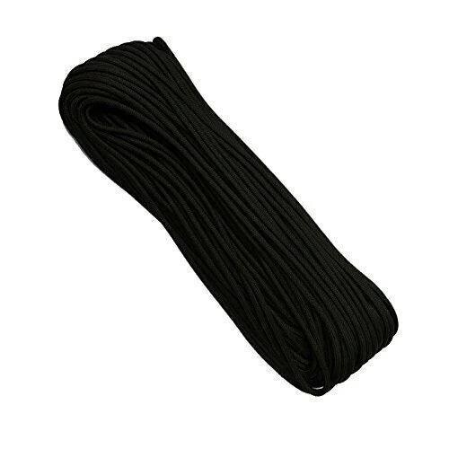 Black heavy-duty paracord bundle for outdoor sports and apparel on white background