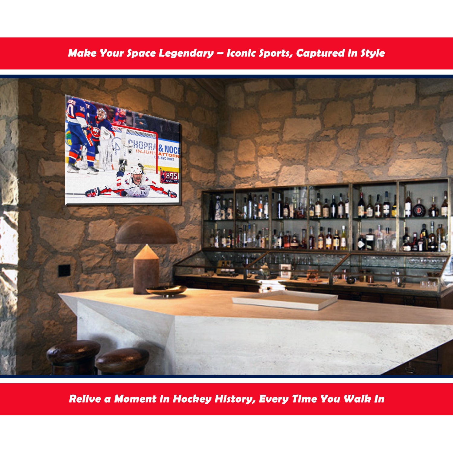 ALEXANDER OVECHKIN RECORD BREAKING GOAL #895 WRAPPED CANVAS - 16X20 (20' BY 16') - Image 3