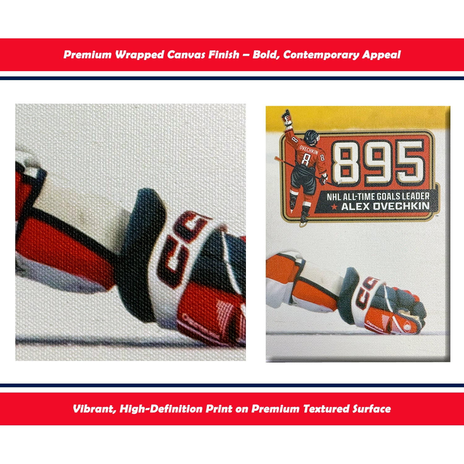 ALEXANDER OVECHKIN RECORD BREAKING GOAL #895 WRAPPED CANVAS - 16X20 (20' BY 16') - Image 4