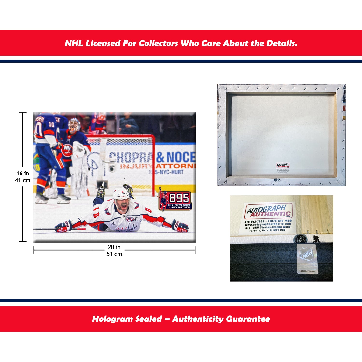 ALEXANDER OVECHKIN RECORD BREAKING GOAL #895 WRAPPED CANVAS - 16X20 (20' BY 16') - Image 5