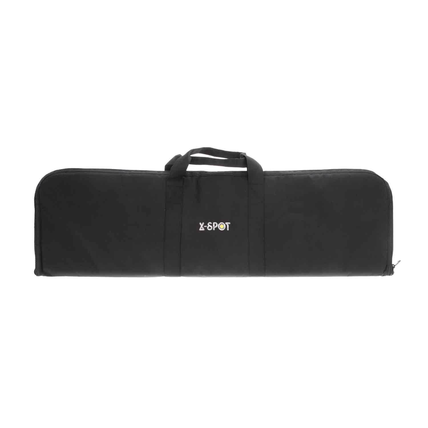 Black X-SPOT padded carrying case with handles on white background