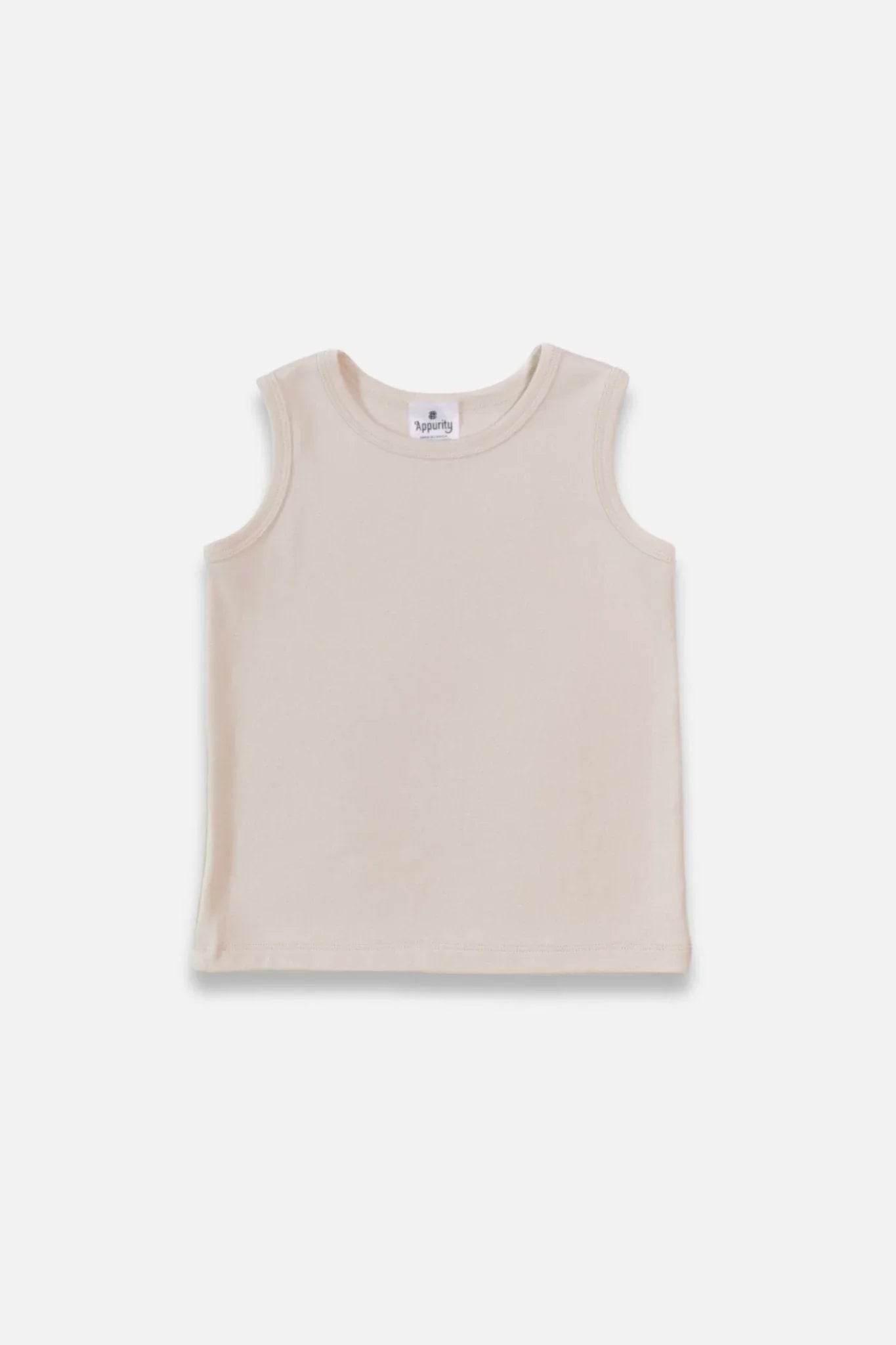 Youth bamboo classic tank top in ivory on white background