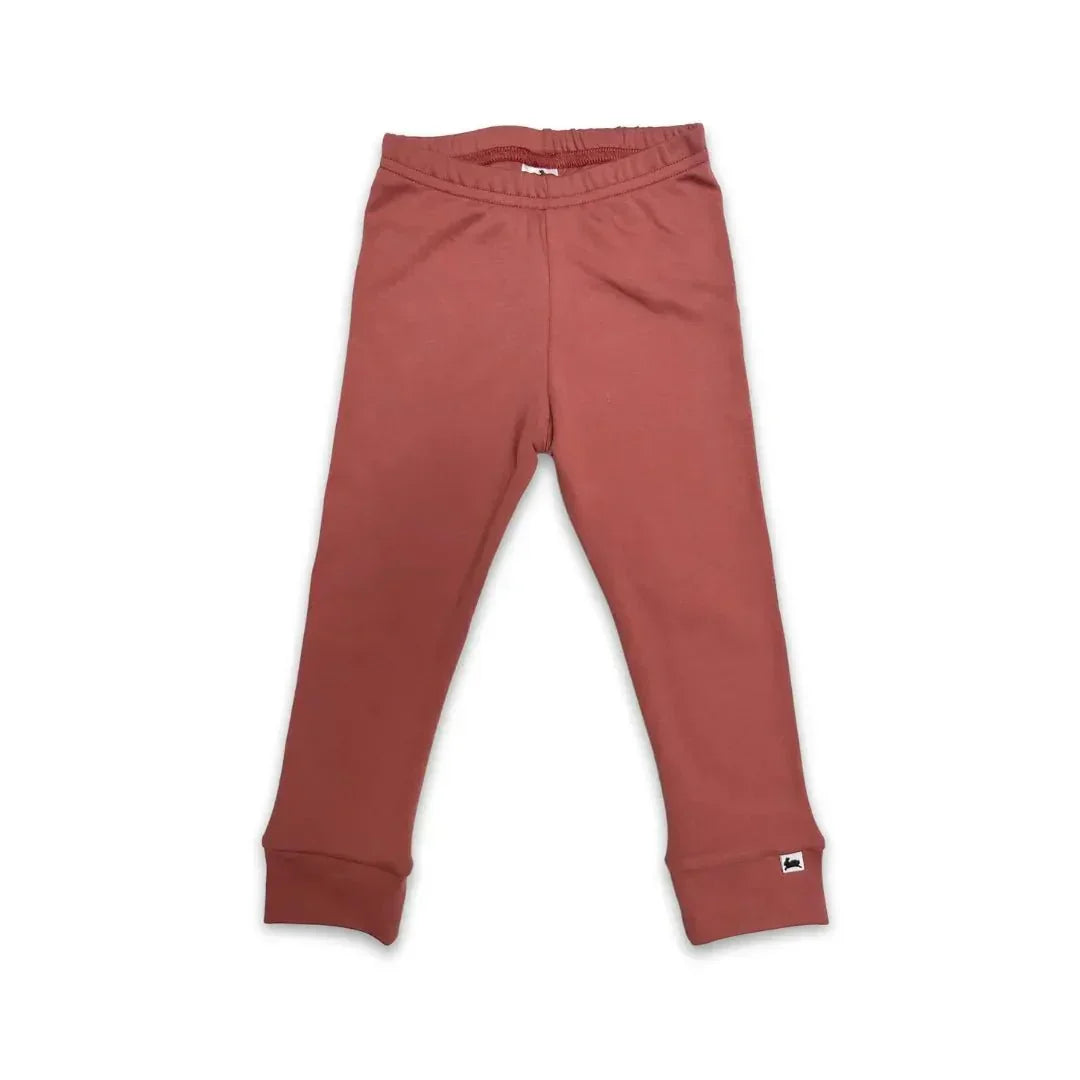 Youth bamboo leggings in solid rose color, elastic waistband, Little & Lively label