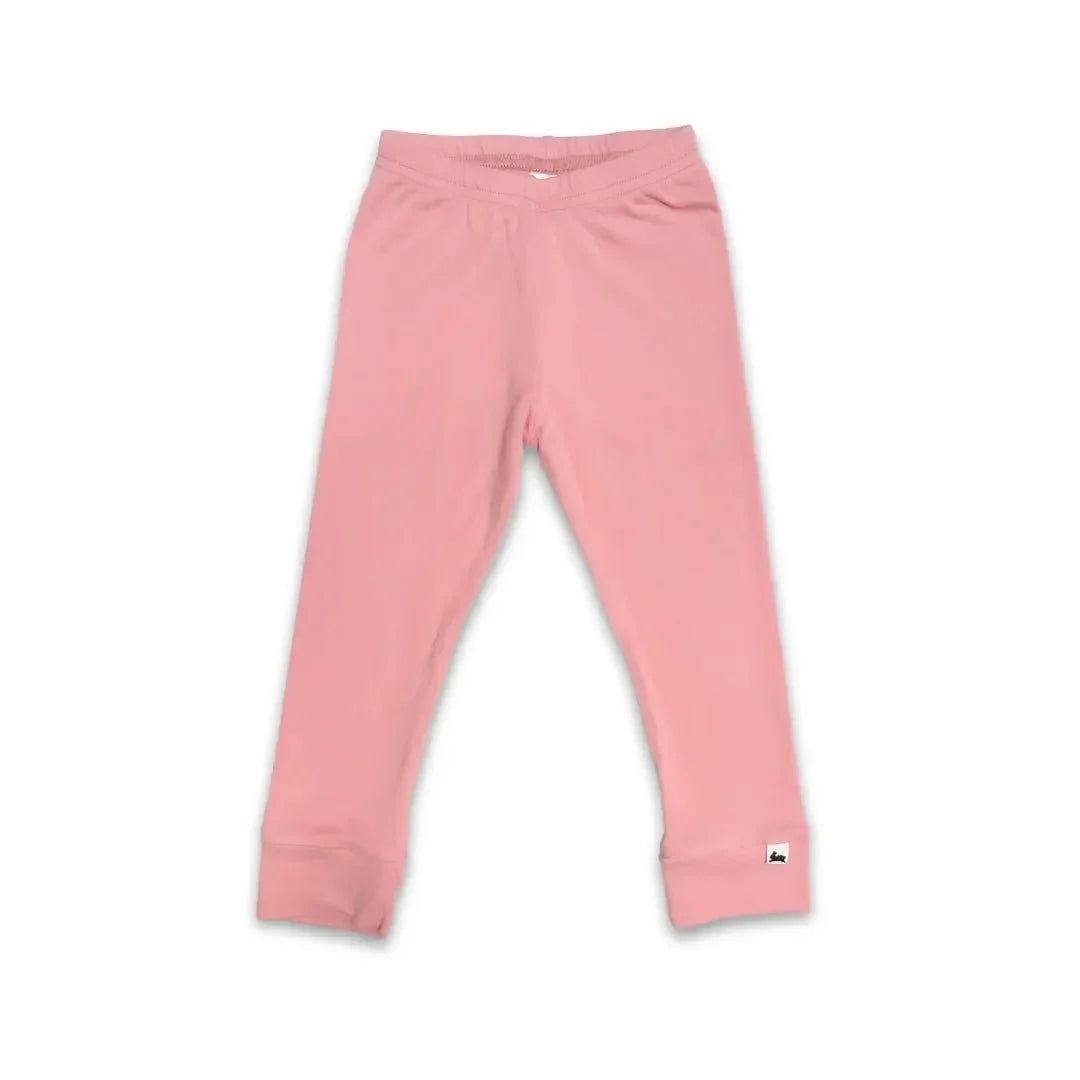 Youth pink bamboo leggings solid color on white background