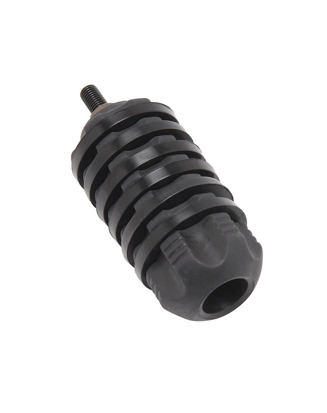 Black 30-06 Outdoors archery Killer V stabilizer with ribbed design on white background