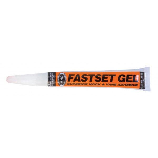 AAE Fastset Gel tube nock and vane adhesive with orange label on white background
