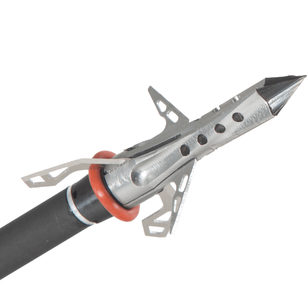 Allen Archery Bloodrush hybrid blade broadhead with silver blades and orange ring