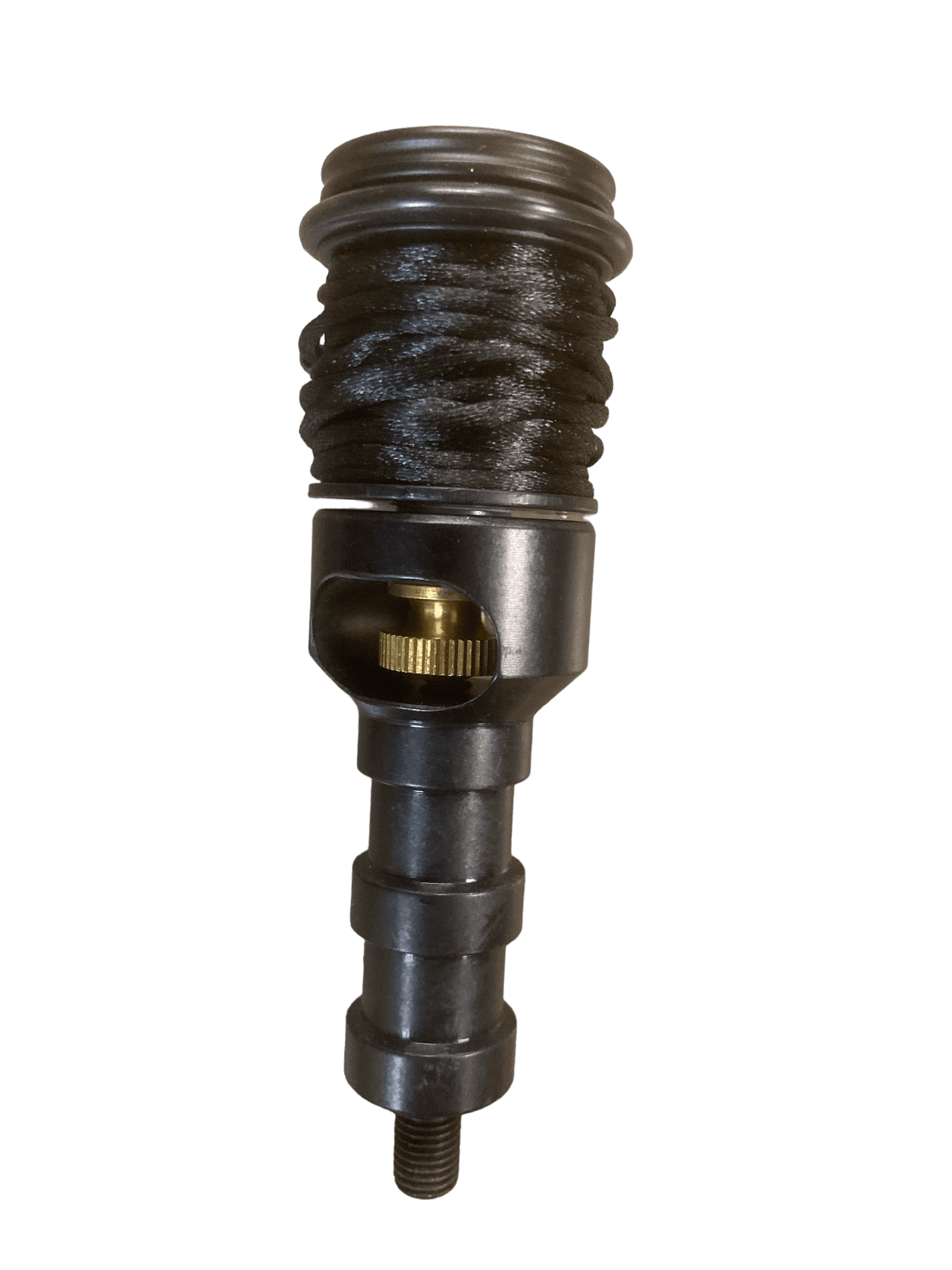 APA Archery stabilizer mount bow winch with metal body, textured grip, and gold knob