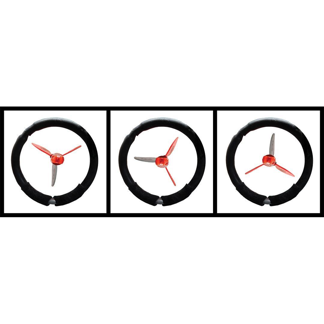 APA Archery Twister 360 arrow rest with red three-prong design in black circular frame