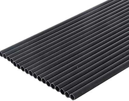 Black carbon arrow bare shafts aligned on a white background for archery