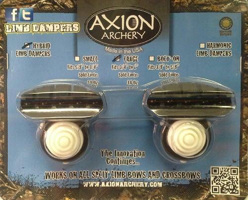 Axion Archery hybrid limb dampers in retail packaging for split limb bows and crossbows.