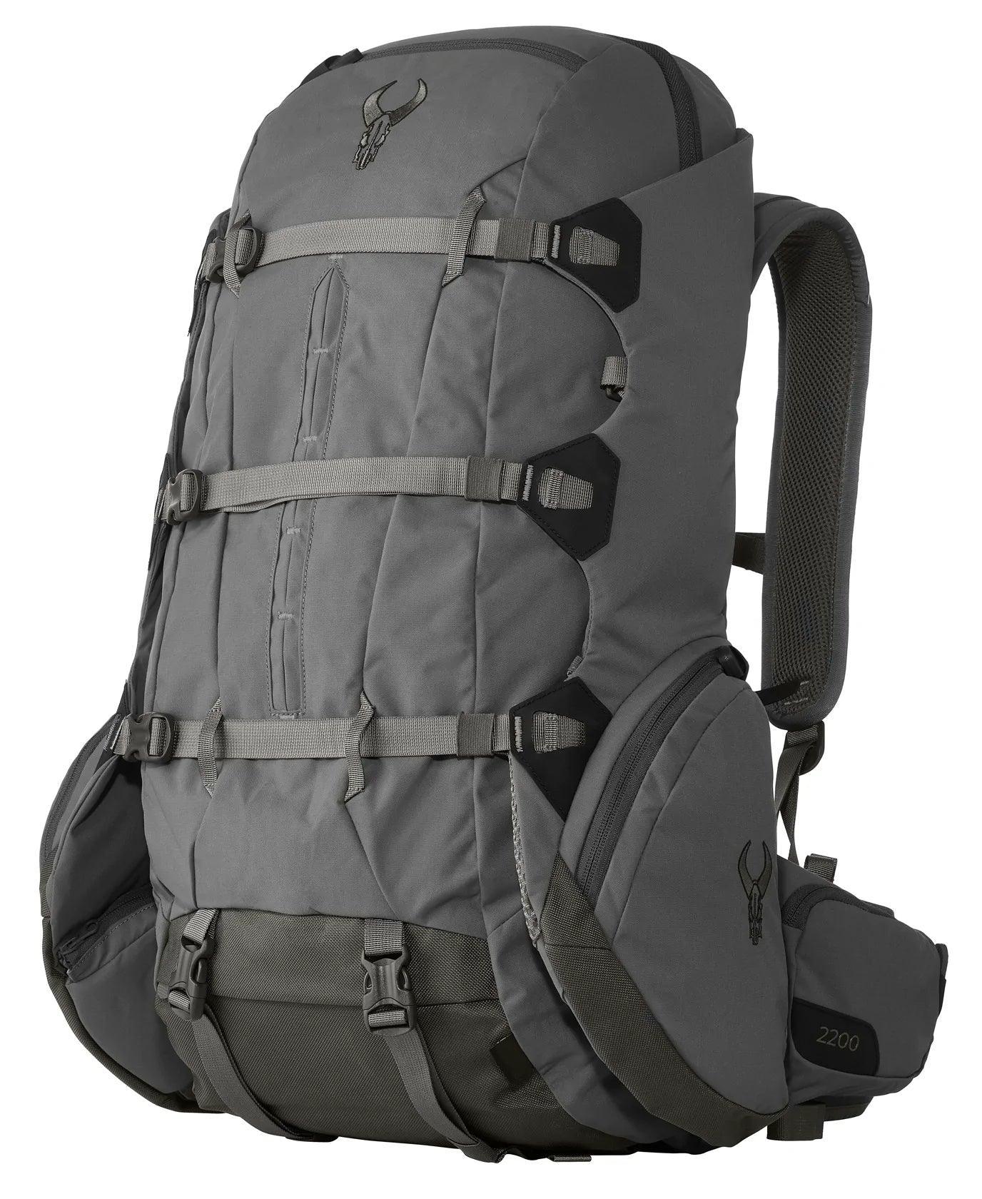 Badlands 2200 gray hunting backpack with multiple straps and padded hip belt